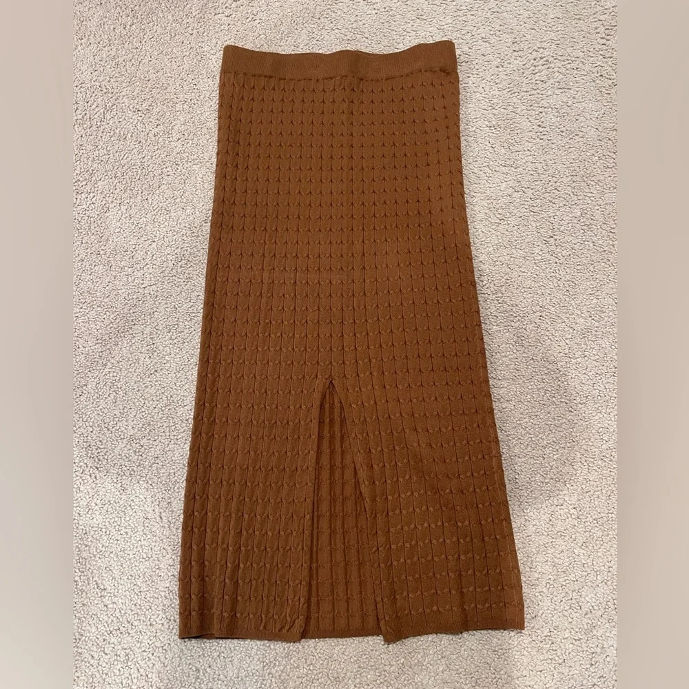 JOIE Chic Brown Boho Ribbed Knit Tube Maxi Skirt